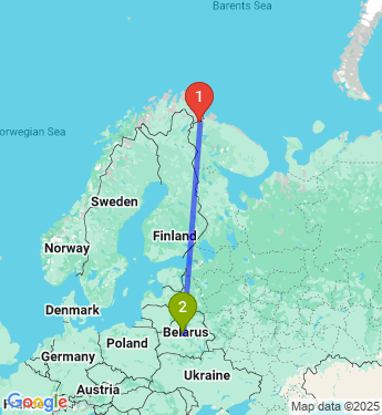 Маршрут из Никеля в Минск