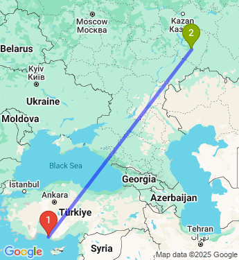Маршрут из Алании в Самару