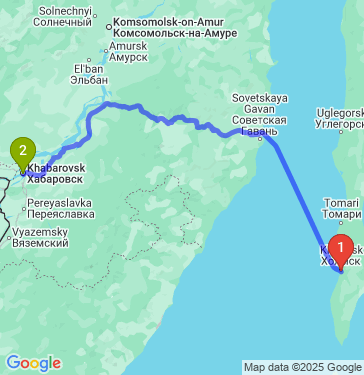 Маршрут из Холмска в Хабаровск