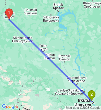 Маршрут из Тайшета в Иркутск