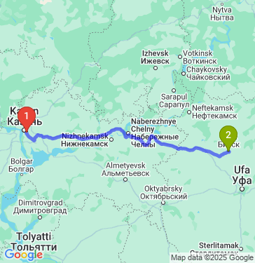 Маршрут из Казани в Бирск
