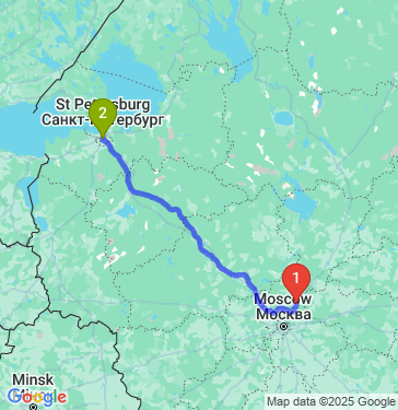Маршрут из Сергиева Посада в Санкт-Петербург