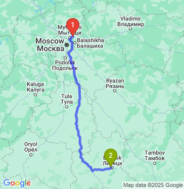 Маршрут из Лесных Полян в Липецк