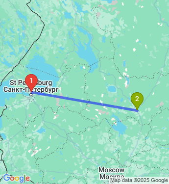 Маршрут из Санкт-Петербурга в Вологду