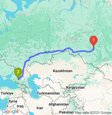 Маршрут из Томска в Ставрополь
