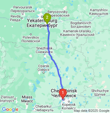 Маршрут из Челябинска в Арамиля