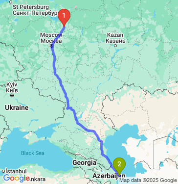 Маршрут из Ярославля в Баку