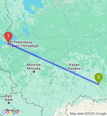 Маршрут из Санкт-Петербурга в Стерлитамак