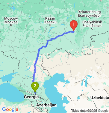 Маршрут из Уфы в Владикавказ