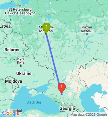 Маршрут из Ставрополя в Москву