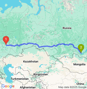 Маршрут из Казани в Иркутск