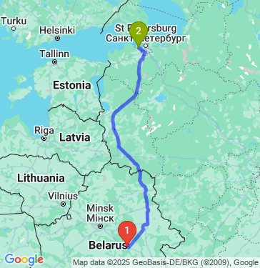 Маршрут из Бобруйска в Санкт-Петербург