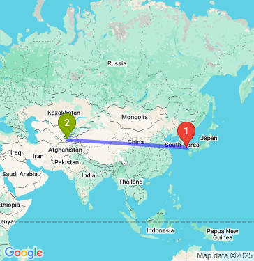 Маршрут из Yangsan в Душанбе