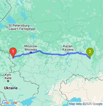 Маршрут из Смоленска в Уфу