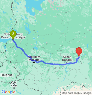 Маршрут из Ижевска в Санкт-Петербург