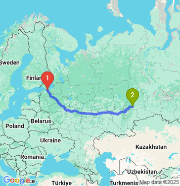 Маршрут из Санкт-Петербурга в Екатеринбург