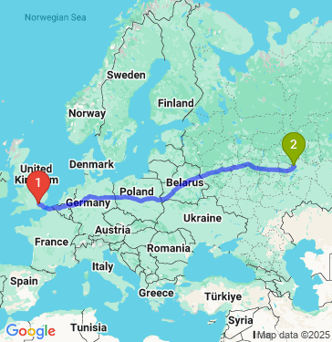 Маршрут из Лондона в Казань