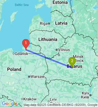 Маршрут из Калининграда в Слуцкого район