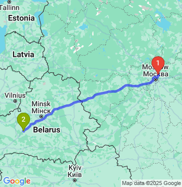 Маршрут из Пушкина в Барановичи