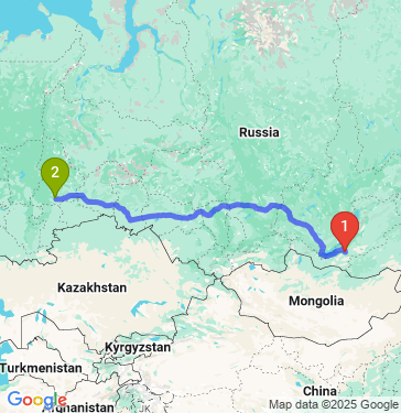 Маршрут из Республики Бурятия в Белоярский