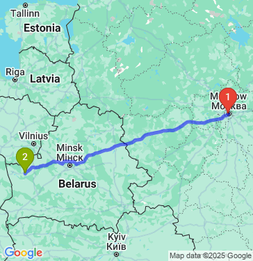 Маршрут из Москвы в Щучина