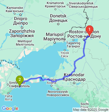 Маршрут из Новочеркасска в Судака