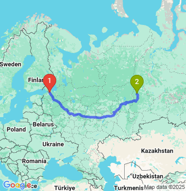 Маршрут из Санкт-Петербурга в Краснотурьинск