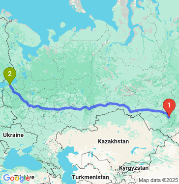 Маршрут из Новокузнецка в Санкт-Петербург