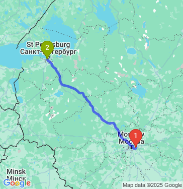 Маршрут из Балашихи в Санкт-Петербург