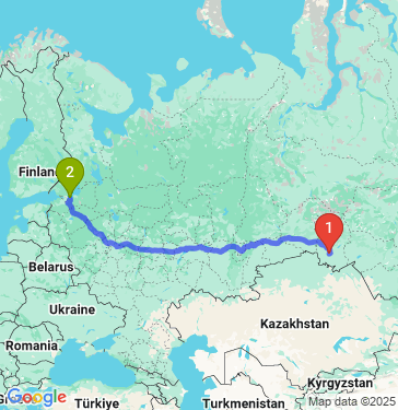 Маршрут из Любинского в Шлиссельбурга