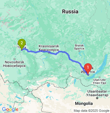 Маршрут из Иркутска в Томск