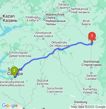 Маршрут из Уфы в Самару