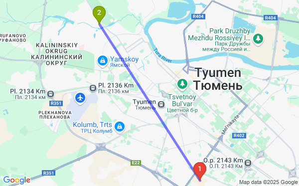 Маршрут по Тюмени