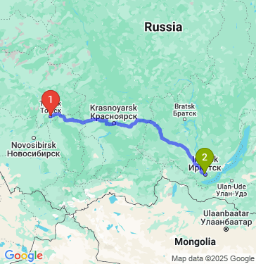 Маршрут из Томска в Иркутск