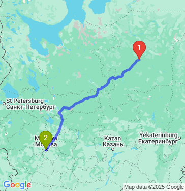 Маршрут из Ухты в Москву