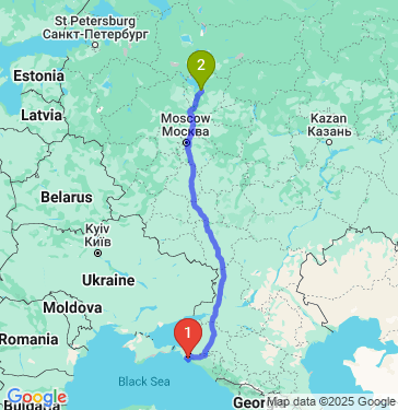 Маршрут из Новороссийска в Рыбинск