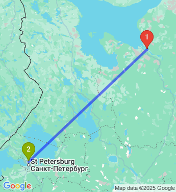 Маршрут из Архангельска в Санкт-Петербург