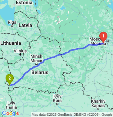 Маршрут из Краснознаменска в Бреста