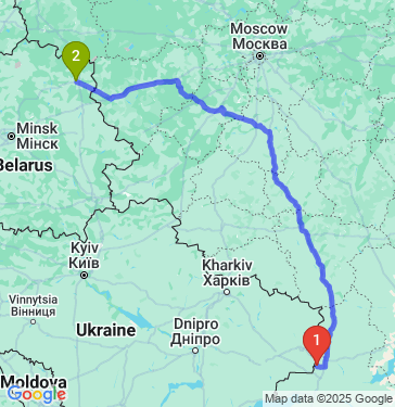 Маршрут из Гукова в Витебска