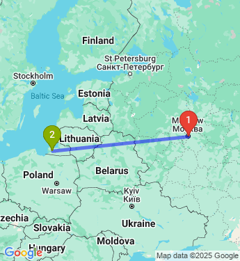 Маршрут из Москвы в Калининград