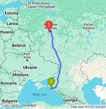 Маршрут из Успенского в Новороссийск