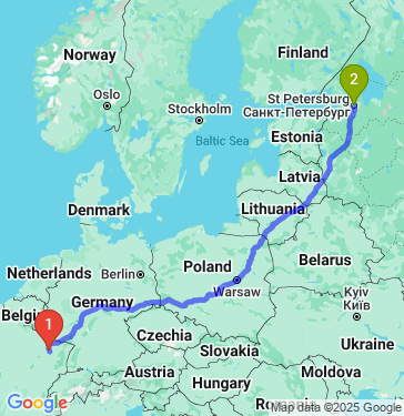 Маршрут из Нанси в Санкт-Петербург