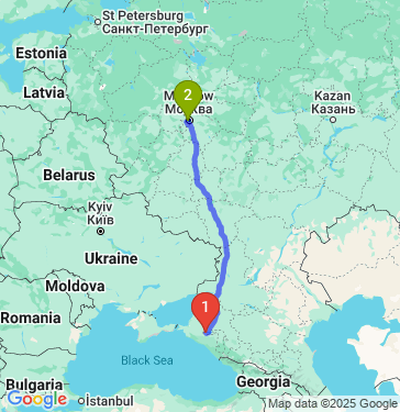 Маршрут из Краснодара в Москву