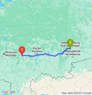 Маршрут из Арзамаса в Екатеринбург