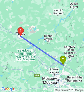 Маршрут из Твери в Софрино 1 Московская область