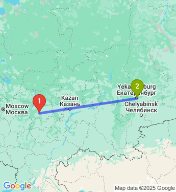 Маршрут из Арзамаса в Екатеринбург