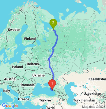 Маршрут из Сочи в Архангельск