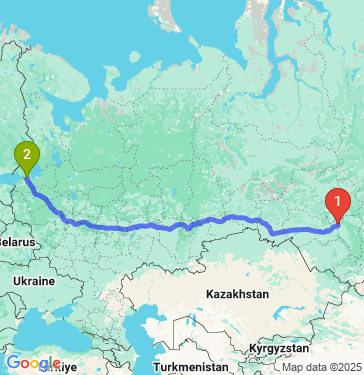 Маршрут из Юрги в Санкт-Петербург