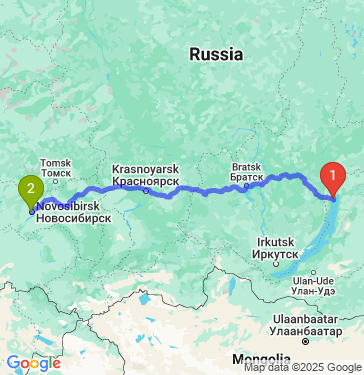 Маршрут из Северобайкальска в Новосибирск