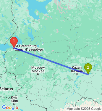 Маршрут из Санкт-Петербурга в Набережные Челны